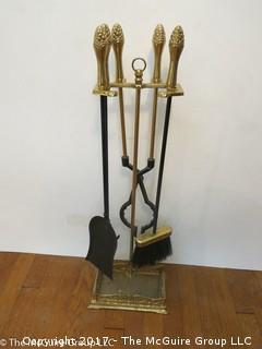 Solid brass fireplace tool set