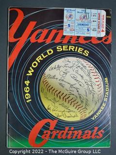 1964 Baseball World Series Official Program with ticket stub.  New York Yankees vs St. Louis Cardinals 