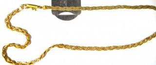 Vintage Italian Signed Aurea 14Kt Yellow Gold Braided Chain Necklace with Box Clasp. 18"