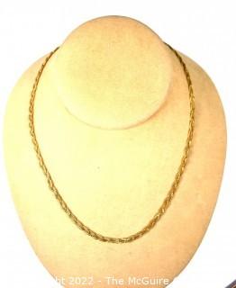 Vintage Italian Signed Aurea 14Kt Yellow Gold Braided Chain Necklace with Box Clasp. 18"