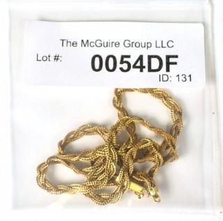 Vintage Italian Signed Aurea 14Kt Yellow Gold Braided Chain Necklace with Box Clasp. 18"