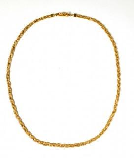 Vintage Italian Signed Aurea 14Kt Yellow Gold Braided Chain Necklace with Box Clasp. 18"