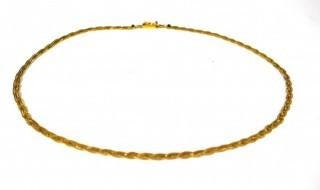 Vintage Italian Signed Aurea 14Kt Yellow Gold Braided Chain Necklace with Box Clasp. 18"