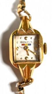 Vintage Benrus Ladies Watch in 14kt Gold Case.  Untested.