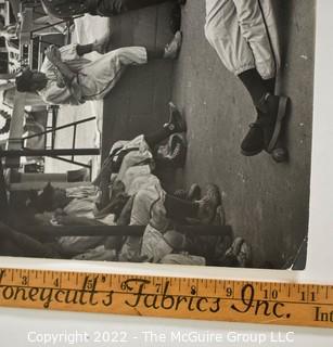 Large Format Black & White Photo By Art Rickerby Of A Little League Baseball Game Dugout 