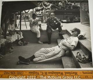 Large Format Black & White Photo By Art Rickerby Of A Little League Baseball Game Dugout 