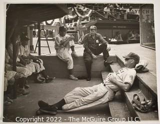 Large Format Black & White Photo By Art Rickerby Of A Little League Baseball Game Dugout 