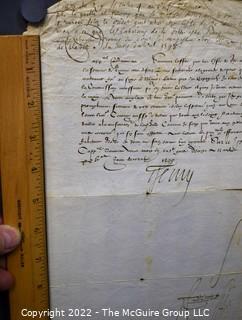 April 1598 Letter signed by Henri IV to Captain Bruneau about financial support from the Ile de Re inhabitants for the war against the Spanish. Nantes. 