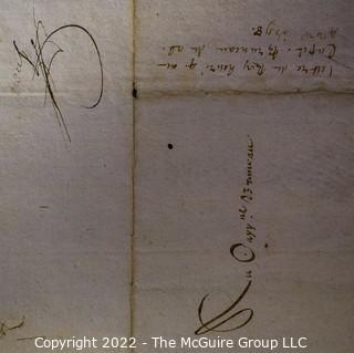 April 1598 Letter signed by Henri IV to Captain Bruneau about financial support from the Ile de Re inhabitants for the war against the Spanish. Nantes. 