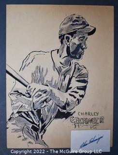 Sketch Of Baseball Hall Of Famer Charles Gehringer by Piel. Circa 1934. With Autograph Card.