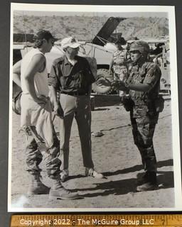 Photo of General Coffey and Tom Clancy Taken by John Gresham. Briefing of NTC Operations. 8" x 10".