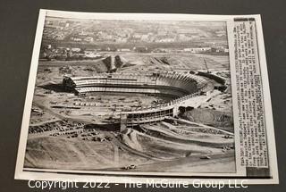 Black & White Photo Series of the Construction of Los Angeles' Dodgers Stadium at Chavez Ravine, Los Angeles. Circa 1960.