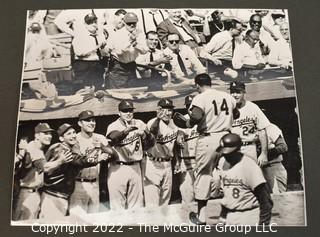 Five (5) Vintage Baseball Photos Including 1952 Brooklyn Dodgers and St Louis Cardinals. Hoyt Wilhelm, Joe Black, Willie Mays, Dal Maxvill, Willie Stargell, Sandy Koufax, Don Drysdale, Ken McMullen, Ron Fairly, Leo Durocher, Walter Alston, John Roseboro and Joe Cronin