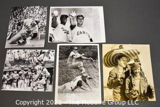 Five (5) Vintage Baseball Photos Including 1952 Brooklyn Dodgers and St Louis Cardinals. Hoyt Wilhelm, Joe Black, Willie Mays, Dal Maxvill, Willie Stargell, Sandy Koufax, Don Drysdale, Ken McMullen, Ron Fairly, Leo Durocher, Walter Alston, John Roseboro and Joe Cronin