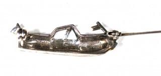 Sterling Silver with Enamel Decoration Speed Boat Brooch.