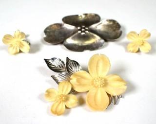 Group of Sterling Silver Dogwood Flower Jewelry. 