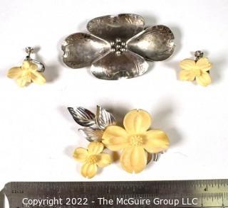 Group of Sterling Silver Dogwood Flower Jewelry. 