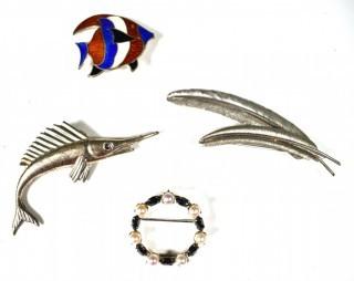 Four (4) Sterling Silver Brooches