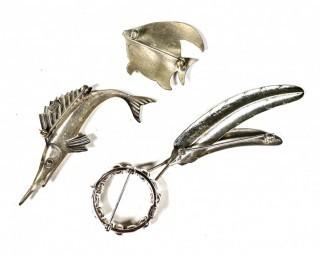 Four (4) Sterling Silver Brooches