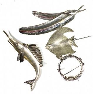 Four (4) Sterling Silver Brooches