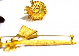 Collection of Gold Tone Vintage Brooches.  