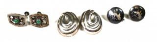 Three (3) Pair of Sterling Silver Clip-On Earrings. 