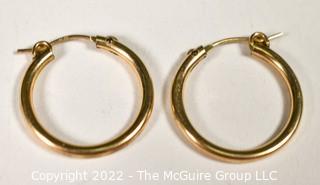 10Kt Gold Pierced Hoop Earrings.  