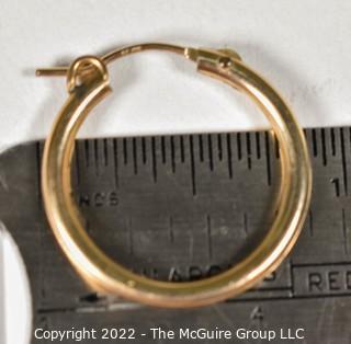 10Kt Gold Pierced Hoop Earrings.  