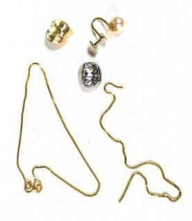 Group of 14kt Gold Jewelry Pieces and Gold and Sterling Fillings.