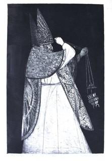 Unframed Black & White Etching and Aquatint Entitled “The Prelate” by Joseph Anthony Mugnaini Pencil Signed and Numbered. 