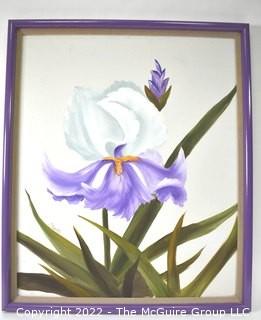 Framed Original Oil on Canvas of Iris Signed by Artist.  26" x 26".