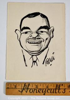 5 x 7" B & W signed caricature of NY Governor Thomas E. Dewey 