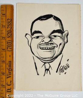 5 x 7" B & W signed caricature of NY Governor Thomas E. Dewey 