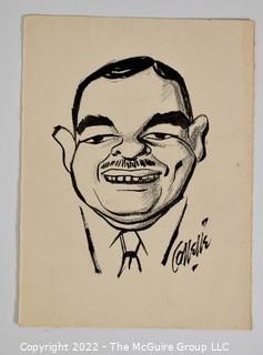 5 x 7" B & W signed caricature of NY Governor Thomas E. Dewey 