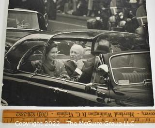 Black & White Photo by Art Rickerby, President Eisenhower And Queen Elizabeth During Royal Visit To Washington, DC In Lincoln Cosmopolitan Bubble Top Parade Car, 1957.