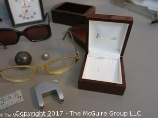 Eclectic collection including vintage eyeglass frames  