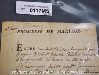 Antique Promesse De Mariage French Marriage Contract, Ephemera  