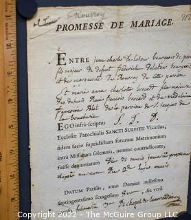 Antique Promesse De Mariage French Marriage Contract, Ephemera  