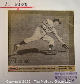 Two (2) 1955 Press Photos Of Cleveland's Al Rosen During World Series With The New York Yankees