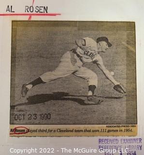 Two (2) 1955 Press Photos Of Cleveland's Al Rosen During World Series With The New York Yankees