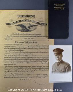 1933 Commission Papers Signed by President Roosevelt, Pastors Vest Pocket Assistant Book and Real Photo Postard Photo for Edward Ross Tracey, First Lieutenant Chaplain. 