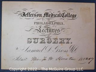 Ephemera including two 1856 medical degrees from Jefferson Medical School in Philadelphia. Brochure from the Fur Bearers' Defence League  