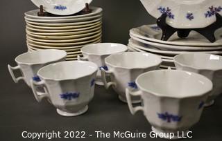 Set of Vintage Blue and White Porcelain China Tableware. 