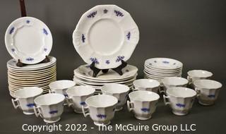 Set of Vintage Blue and White Porcelain China Tableware. 