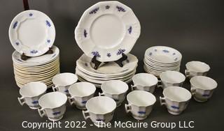 Set of Vintage Blue and White Porcelain China Tableware. 