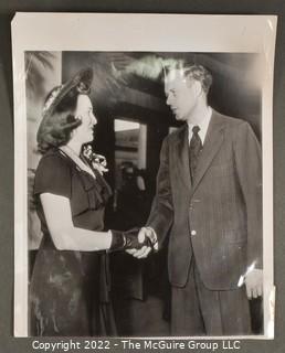 1945 Black & White Associated Press Photo of Charles Lindberg at Posthumous Medal of Honor Ceremony for his Friend, Major Thomas McGuire, Ace Airman Killed in South Pacific.  