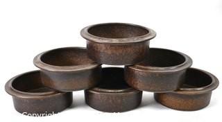 Set of Six (6)  Round Vegetable Bowls in Ruska Pattern by Ariabia of Finland.  7" Diameter.