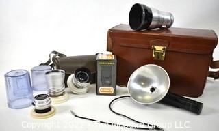 Collection of Camera Lenes in Cases.  Includes Schneider Kreuznach Retina Curtagon.