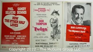 Group of Three (3) Vintage Theater Lobby Cards or Posters From National Theater Washington DC.