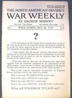 Six (6) 1918 Editions of The North American Review's War Weekly by George Harvey